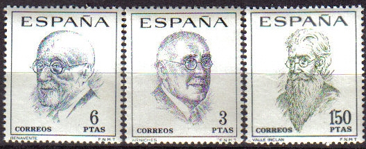 z vendido ESPAÑA 1966 1758/60 Sellos Nuevos Literatos Españoles Valle Inclán, Arniches y Benavente c/charnela Espana Spain Espagne Spagna Spanje Spanien 